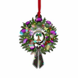 Crosbie Tartan Crest Christmas Scottish Thistle Wreath Bow Hologram Ornament