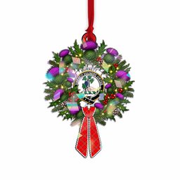 Burnett Tartan Crest Christmas Scottish Thistle Wreath Bow Hologram Ornament