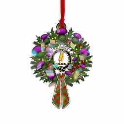 Callander Tartan Crest Christmas Scottish Thistle Wreath Bow Hologram Ornament