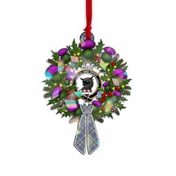 Tweedie Tartan Crest Christmas Scottish Thistle Wreath Bow Hologram Ornament
