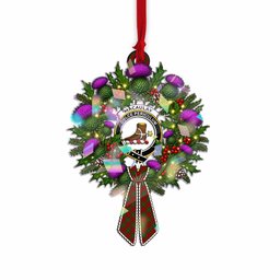 MacAulay (MacAuley) Tartan Crest Christmas Scottish Thistle Wreath Bow Hologram Ornament
