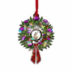 Matheson Tartan Crest Christmas Scottish Thistle Wreath Bow Hologram Ornament