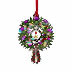 Rattray Tartan Crest Christmas Scottish Thistle Wreath Bow Hologram Ornament