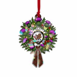 Innes Tartan Crest Christmas Scottish Thistle Wreath Bow Hologram Ornament