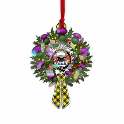 MacLeod (McLeod) Tartan Crest Christmas Scottish Thistle Wreath Bow Hologram Ornament