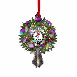 Taylor (Tailyour) Tartan Crest Christmas Scottish Thistle Wreath Bow Hologram Ornament