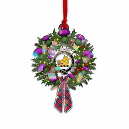 MacTavish (McTavish) Tartan Crest Christmas Scottish Thistle Wreath Bow Hologram Ornament