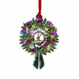 Rollo Tartan Crest Christmas Scottish Thistle Wreath Bow Hologram Ornament