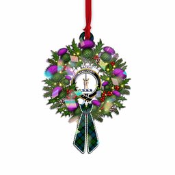 MacKay (McKay) Tartan Crest Christmas Scottish Thistle Wreath Bow Hologram Ornament