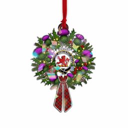 Stewart (Stuart) of Bute Tartan Crest Christmas Scottish Thistle Wreath Bow Hologram Ornament