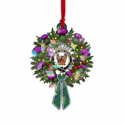 Snodgrass Tartan Crest Christmas Scottish Thistle Wreath Bow Hologram Ornament