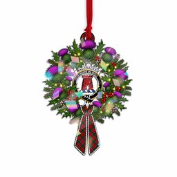 MacCracken (McCracken) Tartan Crest Christmas Scottish Thistle Wreath Bow Hologram Ornament
