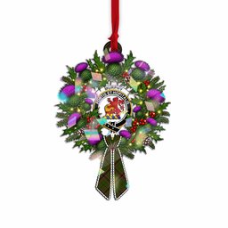 Murphy Tartan Crest Christmas Scottish Thistle Wreath Bow Hologram Ornament