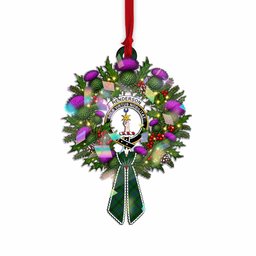 Henderson Tartan Crest Christmas Scottish Thistle Wreath Bow Hologram Ornament
