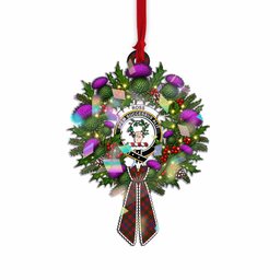 Ross Tartan Crest Christmas Scottish Thistle Wreath Bow Hologram Ornament