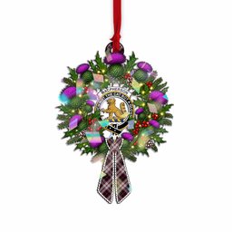 MacPherson (McPherson) Tartan Crest Christmas Scottish Thistle Wreath Bow Hologram Ornament