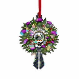MacLaren (McLaren) Tartan Crest Christmas Scottish Thistle Wreath Bow Hologram Ornament