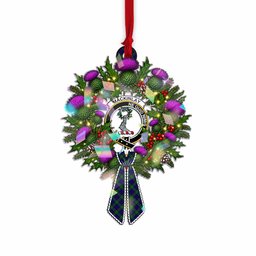 MacKinlay (McKinlay) Tartan Crest Christmas Scottish Thistle Wreath Bow Hologram Ornament