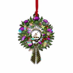 MacMillan (McMillan) Tartan Crest Christmas Scottish Thistle Wreath Bow Hologram Ornament