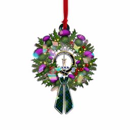 McCoy Tartan Crest Christmas Scottish Thistle Wreath Bow Hologram Ornament