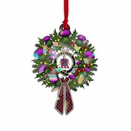 Ogilvie (Ogilvy) Tartan Crest Christmas Scottish Thistle Wreath Bow Hologram Ornament