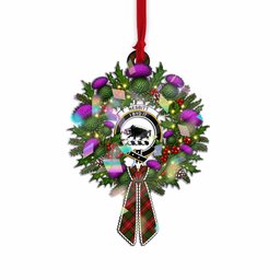 Nesbitt (Nisbet) Tartan Crest Christmas Scottish Thistle Wreath Bow Hologram Ornament
