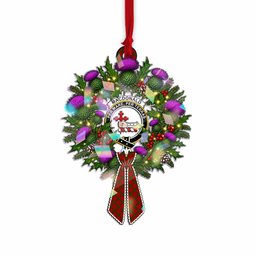 MacDonald (McDonald) of Sleat Tartan Crest Christmas Scottish Thistle Wreath Bow Hologram Ornament