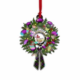 MacDonald (McDonald) Tartan Crest Christmas Scottish Thistle Wreath Bow Hologram Ornament