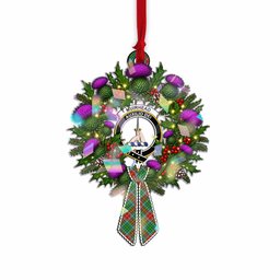 Muirhead Tartan Crest Christmas Scottish Thistle Wreath Bow Hologram Ornament
