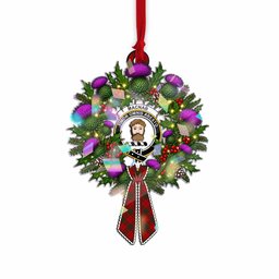 MacNab (McNab) Tartan Crest Christmas Scottish Thistle Wreath Bow Hologram Ornament