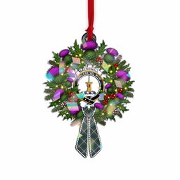 MacDowall (McDowall) Tartan Crest Christmas Scottish Thistle Wreath Bow Hologram Ornament