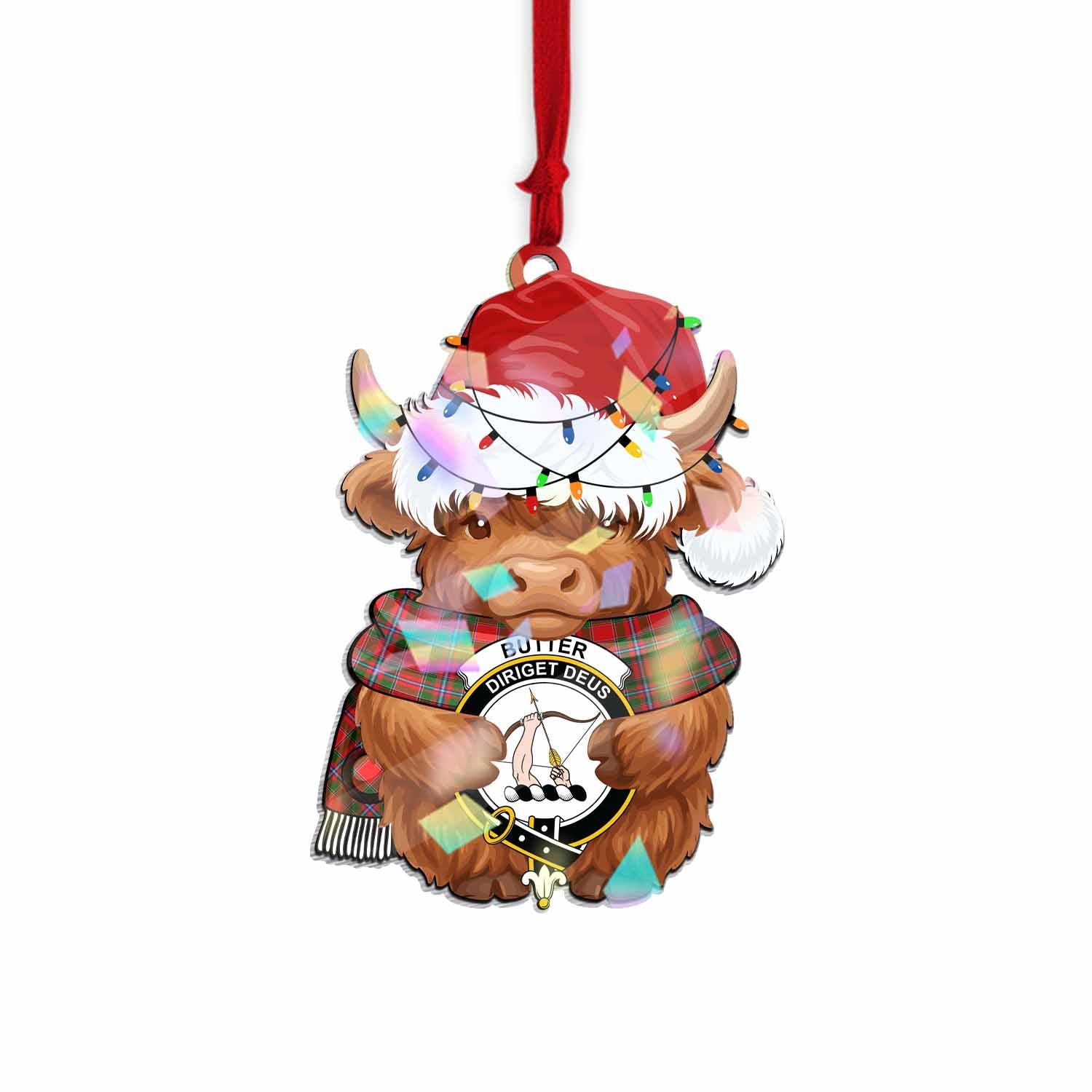 Butter Christmas Baby Highland Coo Clan Crest Hologram Ornament
