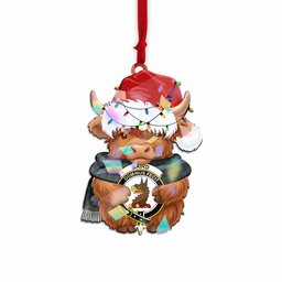 Baird Christmas Baby Highland Coo Clan Crest Hologram Ornament