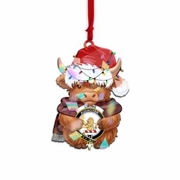 Ewing Christmas Baby Highland Coo Clan Crest Hologram Ornament