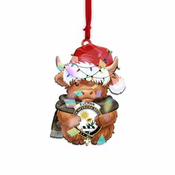 Buchan Christmas Baby Highland Coo Clan Crest Hologram Ornament