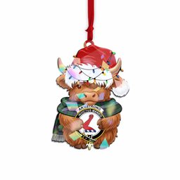 Armstrong Christmas Baby Highland Coo Clan Crest Hologram Ornament