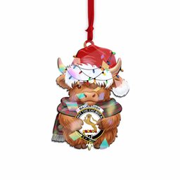 MacKintosh (McKintosh) Christmas Baby Highland Coo Clan Crest Hologram Ornament
