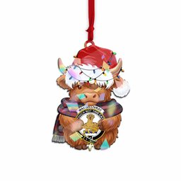 MacGillivray (McGillivray) Christmas Baby Highland Coo Clan Crest Hologram Ornament