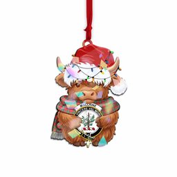 MacLaine (McLaine) Christmas Baby Highland Coo Clan Crest Hologram Ornament