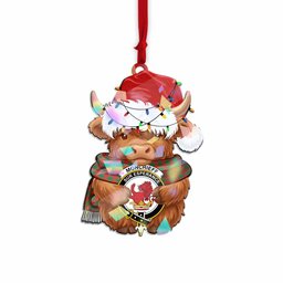 Moncrieff (Moncreiffe) Christmas Baby Highland Coo Clan Crest Hologram Ornament