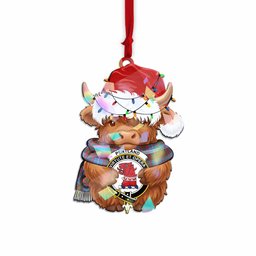 Pentland Christmas Baby Highland Coo Clan Crest Hologram Ornament