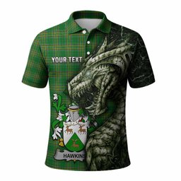 Hawkins Irish Clan Polo Shirt Irish Roots Dragon Soul