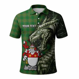 St.John Irish Clan Polo Shirt Irish Roots Dragon Soul