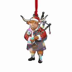 MacBeth (McBeth) Tartan Crest Christmas Highland Cow Bagpipes Hologram Ornament