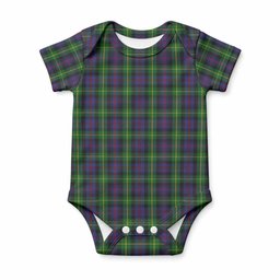Farquharson Tartan Baby Onesie , Plaid Infant Bodysuit for Boys & Girls (0-24M), Snap Closure Newborn Romper for Holiday & Photoshoot
