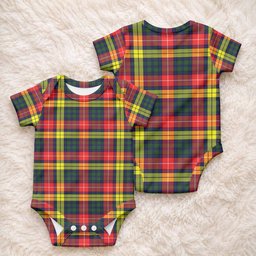 Dewar Tartan Baby Onesie , Plaid Infant Bodysuit for Boys & Girls (0-24M), Snap Closure Newborn Romper for Holiday & Photoshoot