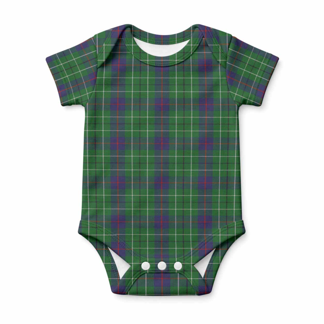 Duncan Tartan Baby Onesie , Plaid Infant Bodysuit for Boys & Girls (0-24M), Snap Closure Newborn Romper for Holiday & Photoshoot
