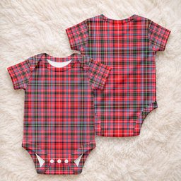 Aberdeen District Tartan Baby Onesie , Plaid Infant Bodysuit for Boys & Girls (0-24M), Snap Closure Newborn Romper for Holiday & Photoshoot