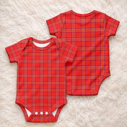 Burnett Tartan Baby Onesie , Plaid Infant Bodysuit for Boys & Girls (0-24M), Snap Closure Newborn Romper for Holiday & Photoshoot