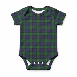 Black Watch Tartan Baby Onesie , Plaid Infant Bodysuit for Boys & Girls (0-24M), Snap Closure Newborn Romper for Holiday & Photoshoot